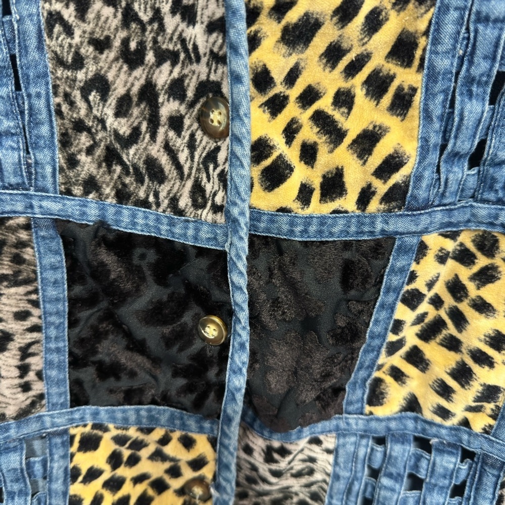Patchwork Animal Print Jean Schacket - image 7